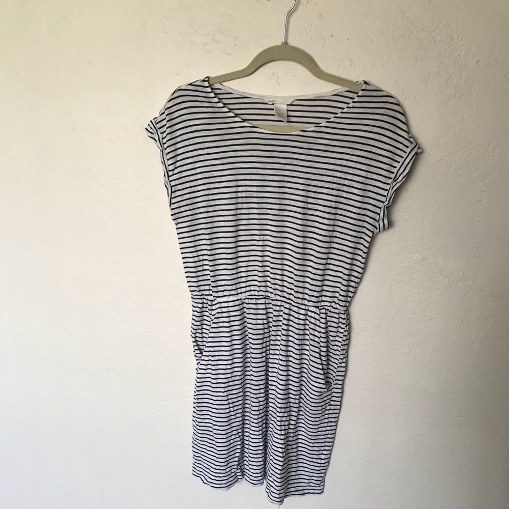 White and black striped summer dress